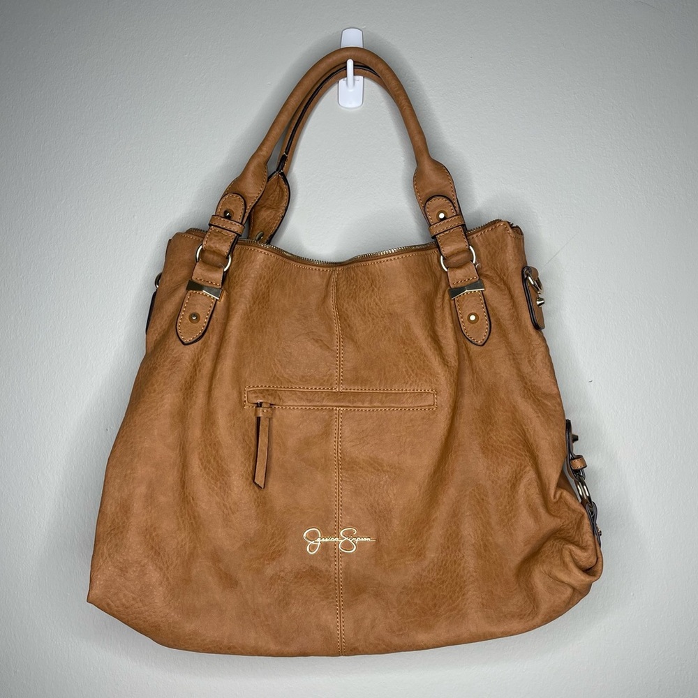 Jessica Simpson Large Brown Leather Shoulder Bag